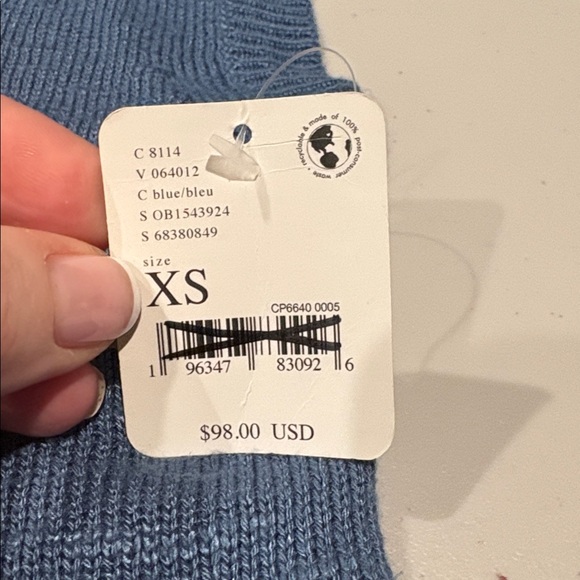 Free People - Hannah Oversized double v-neck sleeveless sweater. Blue. Size XS - Picture 10 of 14